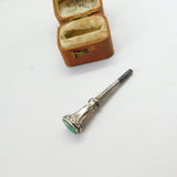 Victorian Sterling Silver Malachite Set Watch Key Fob Pendant c1890 Antique