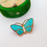 Aksel Holmsen Norway Sterling Silver Guilloche Enamel Butterfly Brooch Antique