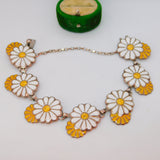 Margot De Taxco Sterling Silver Daisy Flower Enamel Bracelet Vintage c1960