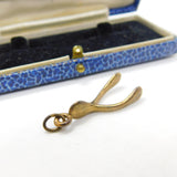 9ct Yellow Gold Wishbone Form Charm or Pendant Vintage 1979 London