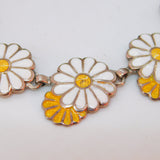 Margot De Taxco Sterling Silver Daisy Flower Enamel Bracelet Vintage c1960