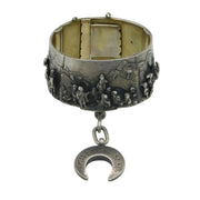 Ottoman 19th Century Sterling Silver Desert Campaign Scene Bangle Antique 1899