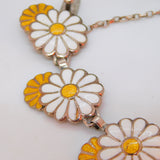 Margot De Taxco Sterling Silver Daisy Flower Enamel Bracelet Vintage c1960