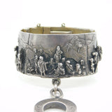 Ottoman 19th Century Sterling Silver Desert Campaign Scene Bangle Antique 1899