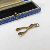 9ct Yellow Gold Wishbone Form Charm or Pendant Vintage 1979 London