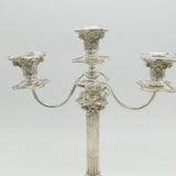 German Cast .800 Silver Floral Three Branch Candelabra Antique c1920 Art Deco