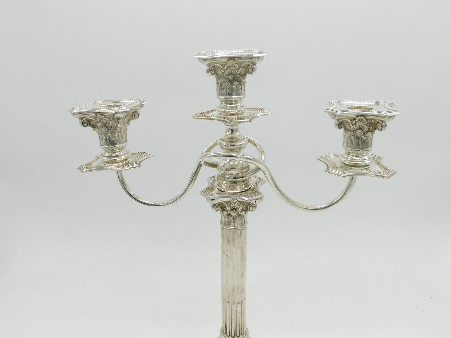 German Cast .800 Silver Floral Three Branch Candelabra Antique c1920 Art Deco