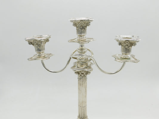 German Cast .800 Silver Floral Three Branch Candelabra Antique c1920 Art Deco