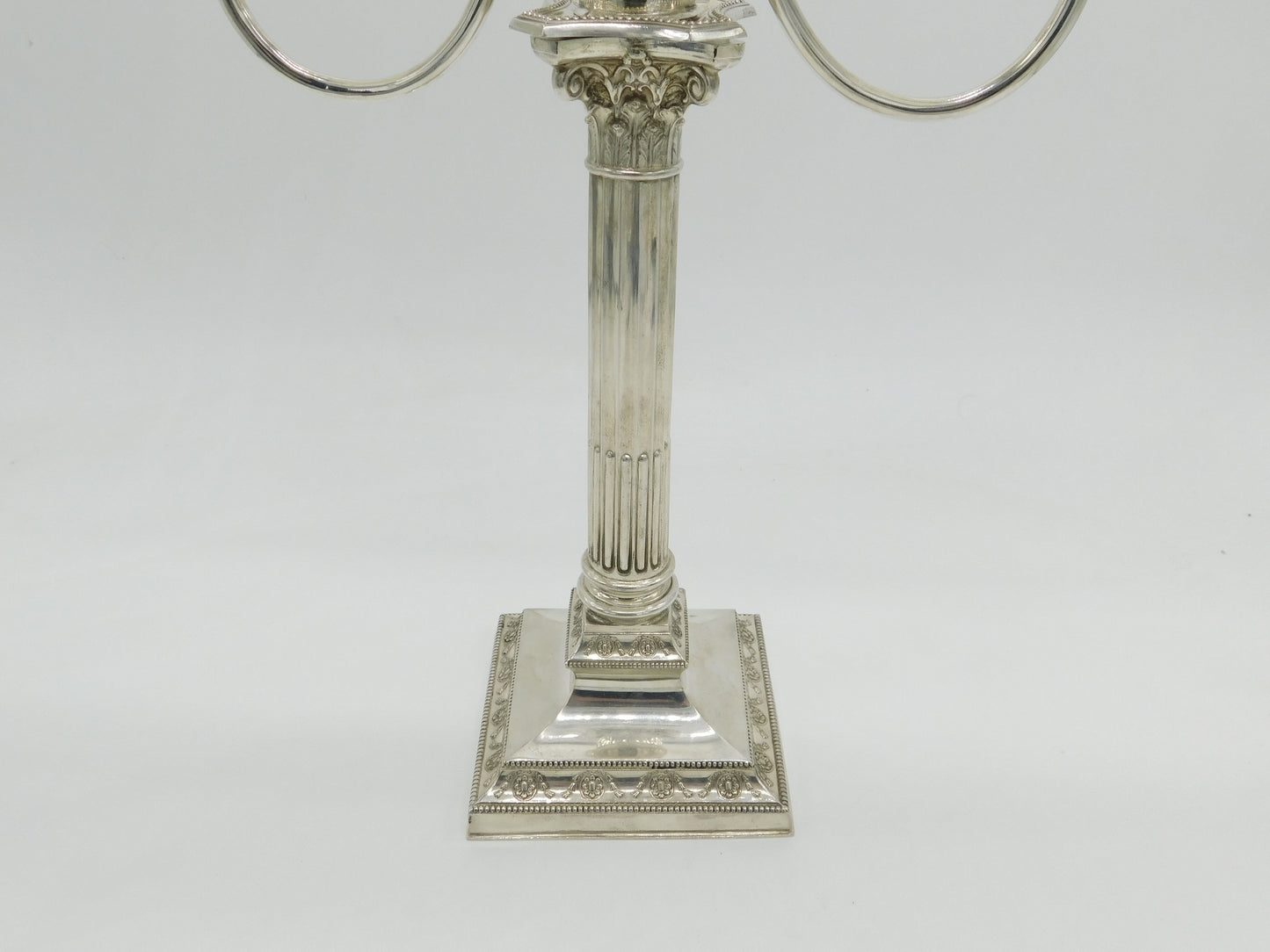 German Cast .800 Silver Floral Three Branch Candelabra Antique c1920 Art Deco