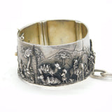 Ottoman 19th Century Sterling Silver Desert Campaign Scene Bangle Antique 1899