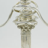 German Cast .800 Silver Floral Three Branch Candelabra Antique c1920 Art Deco