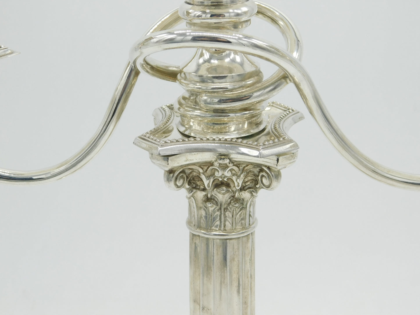 German Cast .800 Silver Floral Three Branch Candelabra Antique c1920 Art Deco