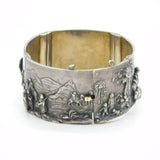 Ottoman 19th Century Sterling Silver Desert Campaign Scene Bangle Antique 1899
