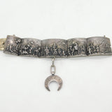Ottoman 19th Century Sterling Silver Desert Campaign Scene Bangle Antique 1899