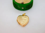 9ct Yellow Gold Rising Sun Heart Locket Pendant Vintage 1977 Birmingham