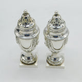 Victorian Boxed Pair of Sterling Silver Pepper Shakers Antique 1887 Sheffield