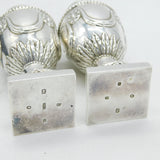 Victorian Boxed Pair of Sterling Silver Pepper Shakers Antique 1887 Sheffield