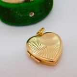 9ct Yellow Gold Rising Sun Heart Locket Pendant Vintage 1977 Birmingham