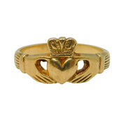 9ct Yellow Gold Claddagh Irish Wedding Ring Vintage Birmingham Size M 1/2 UK
