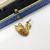 9ct Yellow Gold Proud Swan Charm or Pendant Vintage 1977 Sheffield