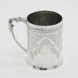 Victorian Sterling Silver Floral Pattern Christening Mug Tankard Antique 1897 Sheffield