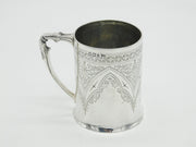 Victorian Sterling Silver Floral Pattern Christening Mug Tankard Antique 1897 Sheffield