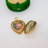 9ct Yellow Gold Rising Sun Heart Locket Pendant Vintage 1977 Birmingham