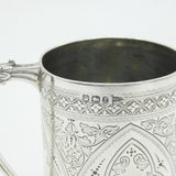 Victorian Sterling Silver Floral Pattern Christening Mug Tankard Antique 1897 Sheffield