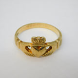 9ct Yellow Gold Claddagh Irish Wedding Ring Vintage Birmingham Size M 1/2 UK
