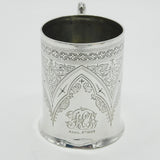 Victorian Sterling Silver Floral Pattern Christening Mug Tankard Antique 1897 Sheffield