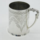 Victorian Sterling Silver Floral Pattern Christening Mug Tankard Antique 1897 Sheffield