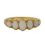 9ct Yellow Gold Five-Stone White Opal Boat Ring Vintage 2007 London
