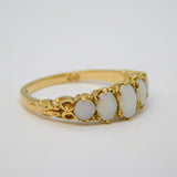 9ct Yellow Gold Five-Stone White Opal Boat Ring Vintage 2007 London
