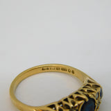 9ct Yellow Gold, Sapphire & Diamond Set Boat Ring Vintage 1981 London