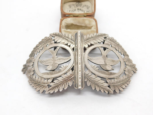 Victorian Sterling Silver Swallow Bird Nurses Buckle 1901 Birmingham Antique