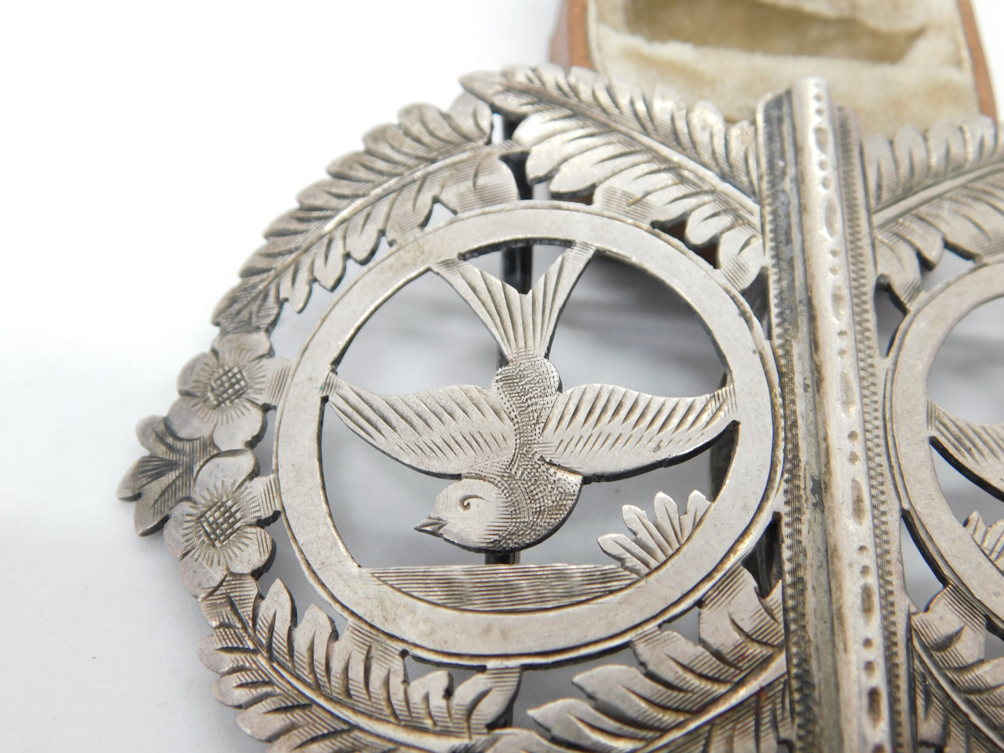 Victorian Sterling Silver Swallow Bird Nurses Buckle 1901 Birmingham Antique