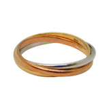 9ct Tri-Colour Gold Triple-Band Wedding Ring Antique c1930 Art Deco
