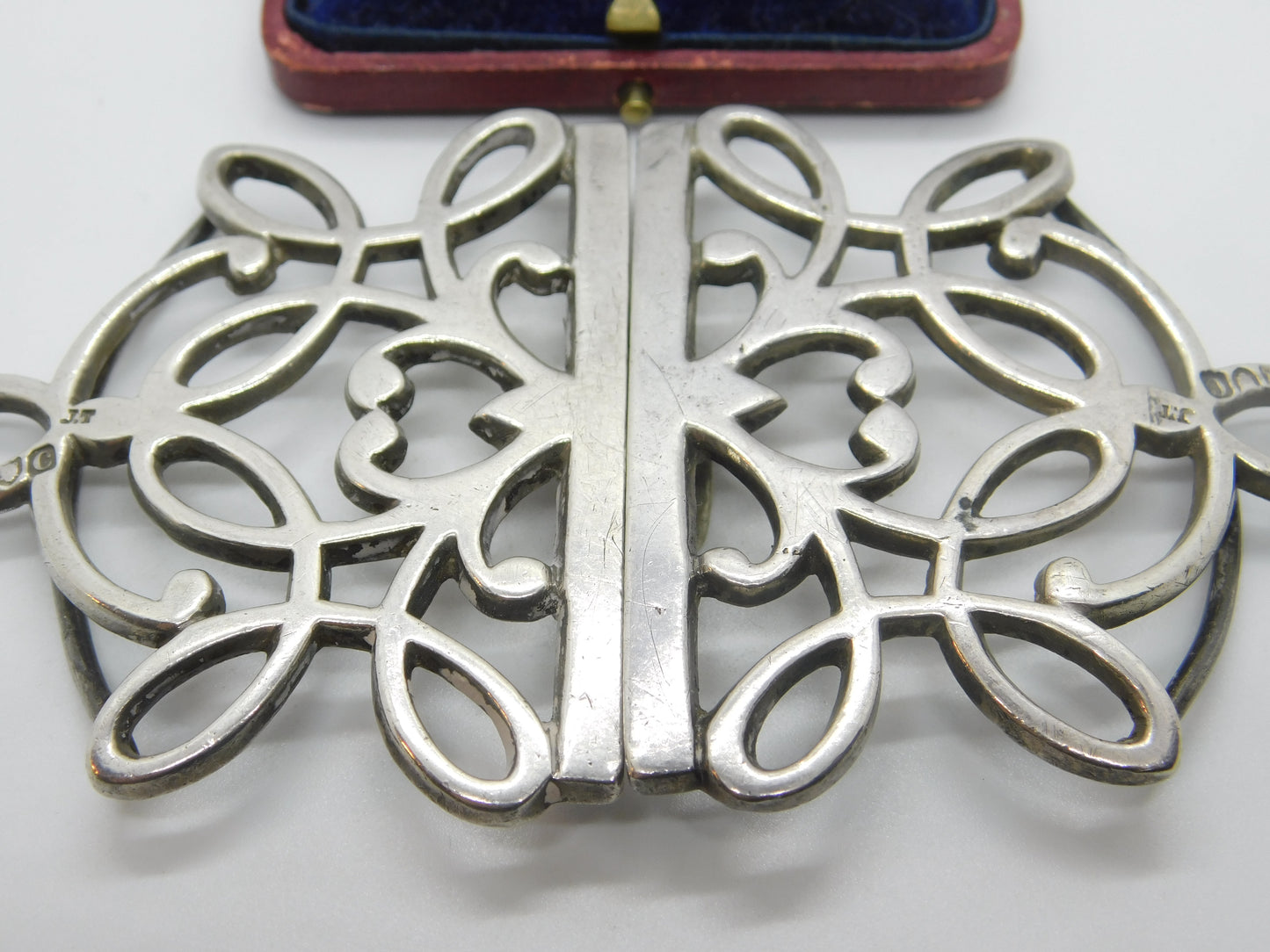 Victorian Art Nouveau Sterling Silver Floral Buckle 1898 London Antique