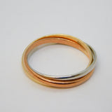 9ct Tri-Colour Gold Triple-Band Wedding Ring Antique c1930 Art Deco