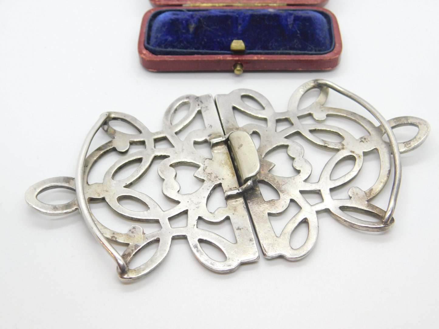 Victorian Art Nouveau Sterling Silver Floral Buckle 1898 London Antique