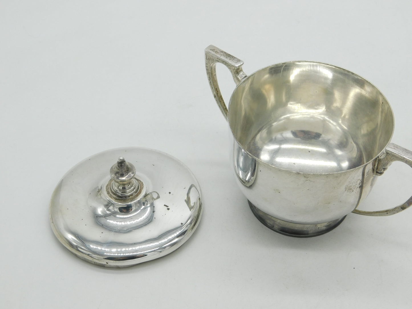 Sterling Silver Lidded Sugar Bowl Antique 1942 London Mappin & Webb Art Deco