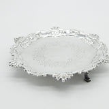 King George II Sterling Silver Floral Pattern Salver Dish London 1749 Antique