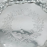 King George II Sterling Silver Floral Pattern Salver Dish London 1749 Antique