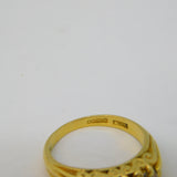 18ct Yellow Gold, Ruby & 0.3ct Brilliant Cut Diamond Boat Ring Vintage London