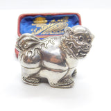 Cambodian Sterling Silver Betel Nut Box Classical Dragon Form Antique c1930