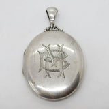 Victorian Large Sterling Silver Monogram Locket Pendant c1860 Antique