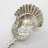 George III Sterling Silver Floral Bowl Tea Caddy Spoon Antique 1819 Birmingham