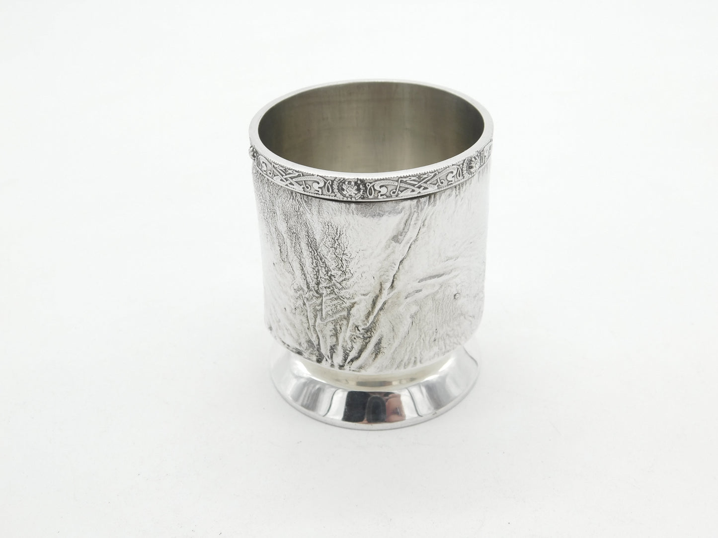 Sterling Silver Abstract Celtic Pattern Whisky Tot Shot Cup 1975 London Vintage