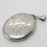 Victorian Large Sterling Silver Monogram Locket Pendant c1860 Antique