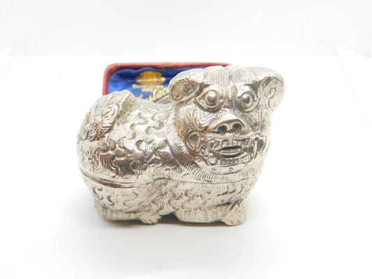 Cambodian Sterling Silver Betel Nut or Trinket Box Antique c1930 Dragon Form